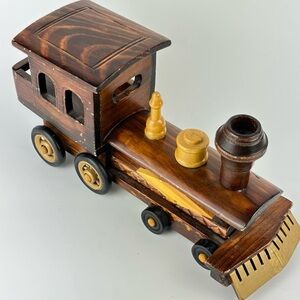 Wooden Train Toy with Gold Accents